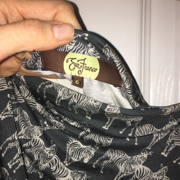 EUC Eva Franco Zebra one shoulder dress Sz. 6 - Picture 6 of 8